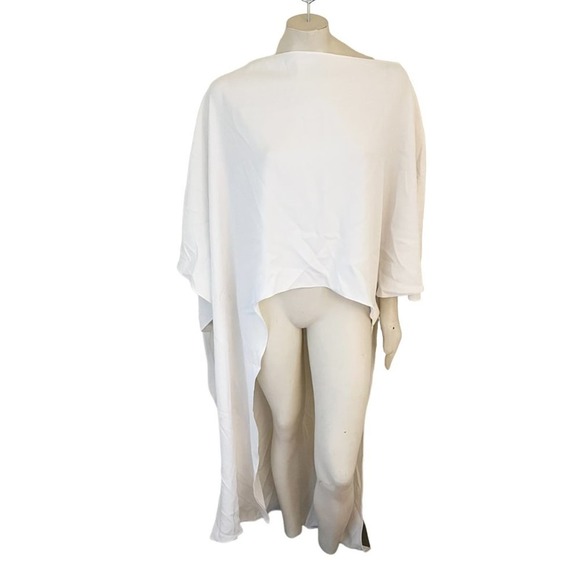 Zara White Asymmetrical Blouse with Flowing Design - Picture 4 of 13